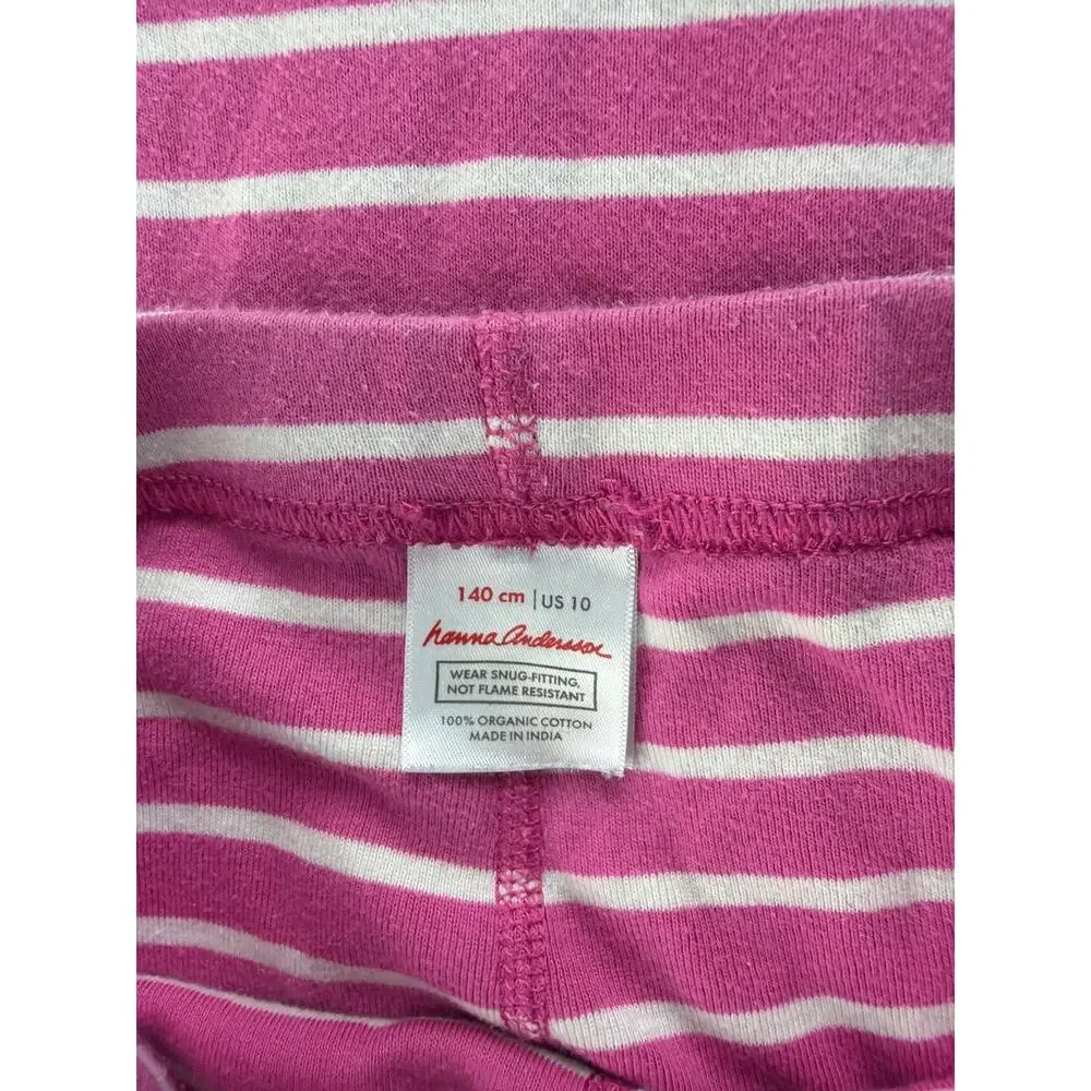 Hanna Andersson Girls Pajamas Size 10 Pink White Stripe Long Sleeve